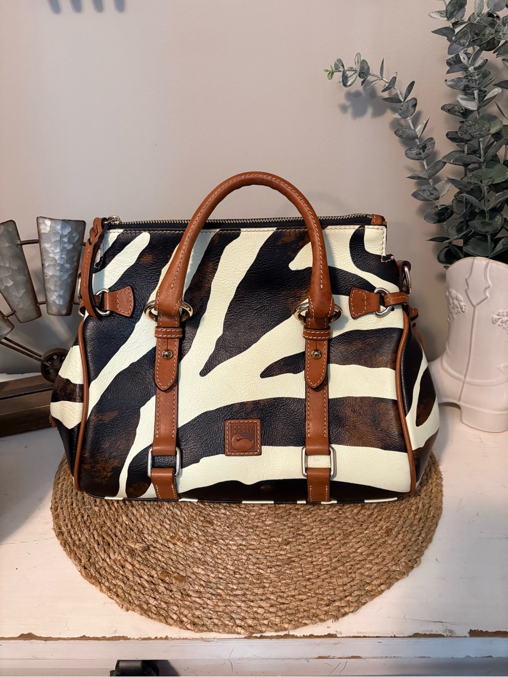 Dooney and Bourke Zebra Leather Bristol Satchel